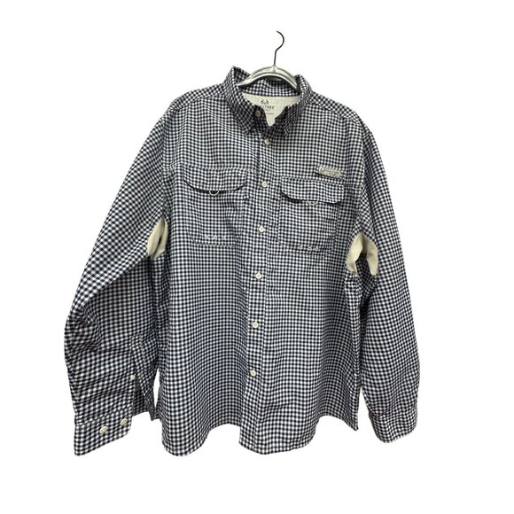 Realtree Fishing XL breathable Lightweight Blue White Gingham Long Sleeve Shirt - Picture 1 of 11